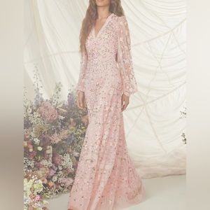 Needle And Thread Pink Floret V-Neck Gown